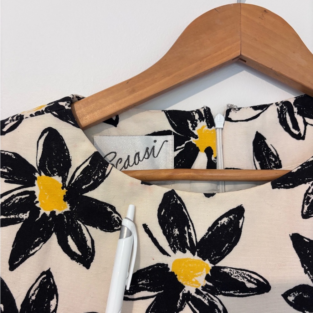 Vintage 60s Mod Daisy Gingham Dress Yellow Trim Size 6 Retro Shift - Picture 3 of 6